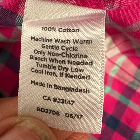 Talbots Womens Pink Plaid Button Down Long Sleeve Shirt Large Lightweight - Picture 4 of 4